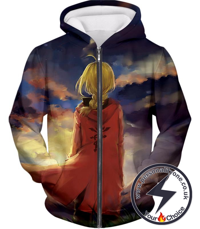 Fullmetal Alchemist Best State Alchemist Edward Elrich Awesome Anime Art Zip Up Hoodie